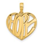 14K Polished HOPE Heart Charm