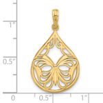 14K Polished Fancy Butterfly Teardrop Charm - Image 3