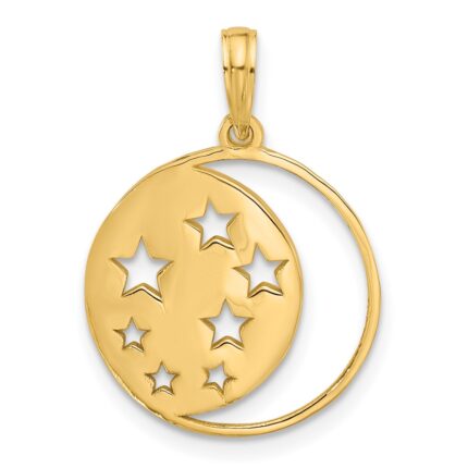 14K Polished Moon and Stars Charm