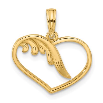 14K Polished Fancy Wing and Heart Charm
