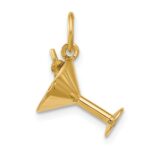 14ky Fancy Martini Glass With Olives Charm - Image 3