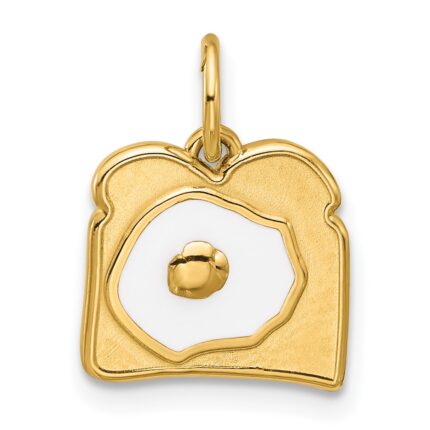 14k White Enameled Fancy Egg on Toast Charm