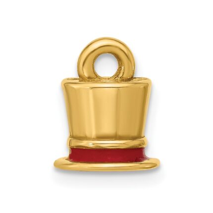 14k Fancy Red Enameled Top Hat Charm