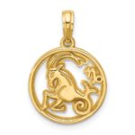 14K Polished Round Capricorn Pendant
