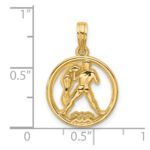 14K Polished Round Aquarius Pendant - Image 4