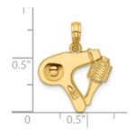 14K Polished Blow Dryer and Curl Brush Pendant - Image 4