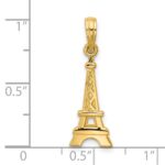 14K Polished and Satin Eiffel Tower with Separate Heart Pendant Set - Image 4