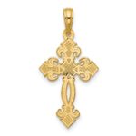 14K Polished Textured Fleur de Lis Cross Pendant - Image 3