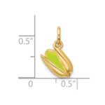 14K Polished Green Enameled Pistachio Pendant - Image 4