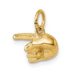 14K Polished 1-Finger Point Hand Pendant - Image 4
