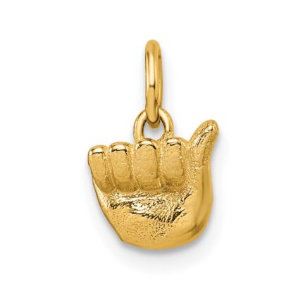 14K American Sign Language Alphabet Fingerspelling Sign A Pendant