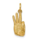 14K American Sign Language Alphabet Fingerspelling Sign F Pendant