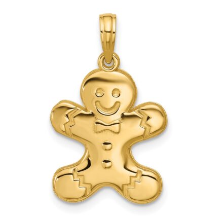 14K Polished Gingerbread Man Pendant