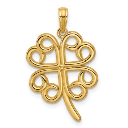 14K Polished Four Leaf Clover Pendant