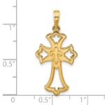 14K Polished Fleur De Lis Cross Pendant - Image 4