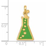 14K Polished Green Enameled Erlenmeyer Flask Pendant - Image 4
