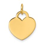 14K Polished Engravable 15mm Heart Disc Pendant