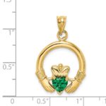 14k Claddagh with Green CZ Pendant - Image 4
