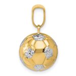 14K and White Rhodium 3-D Puffed Soccer Ball Pendant - Image 2