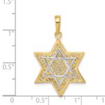 14K and White Rhodium Solid Mesh Star Of David Charm - Image 4