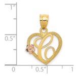 14k Two-Tone Heart Letter C  Initial Pendant - Image 3