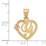 14k Two-Tone Heart Letter G  Initial Pendant - Image 4