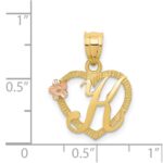 14k Two-Tone Heart Letter K  Initial Pendant - Image 4