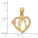 14k Two-Tone Heart Letter O  Initial Pendant - Image 4