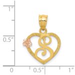 14k Two-Tone Heart Letter S  Initial Pendant - Image 4