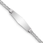14k White Gold Polished Semi-Solid Chain/Solid Plate Anchor Link Soft Diamond Shape 25.5x7.8mm Plate 8 inch ID Bracelet