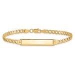 14k Polished Semi-Solid Chain/Solid Plate Cuban Link 25.5x5mm Plate 8 inch ID Bracelet - Image 3