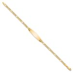 14k Polished Semi-Solid Chain/Solid Plate Figaro Link Soft Diamond Shape 25.5x7.5mm Plate 8 inch ID Bracelet - Image 2