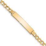 14k Polished Semi-Solid Chain/Solid Plate Curb Link 33x6.75mm Plate 7 inch ID Bracelet