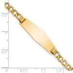 14k Polished Semi-solid Chain/Solid Plate Curb Link Soft Diamond Shape 28x9.5mm Plate 7 inch ID Bracelet - Image 3