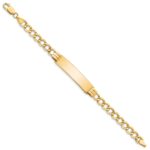 14k Polished Semi-Solid Chain/Solid Plate 5.9mm Curb Link 37.5x9mm Plate 7 inch ID Bracelet - Image 2