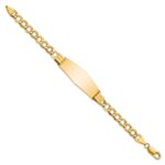 14k Polished Semi-Solid Chain/Solid Plate Curb Link Soft Diamond Shape 39x14mm Plate 7 inch ID Bracelet - Image 2