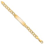 14k Polished Semi-Solid Chain/Solid Plate 9mm Curb Link 37.5x9mm Plate 8 inch ID Bracelet - Image 2