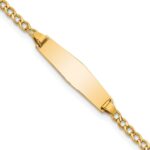 14k Polished Semi-Solid Chain/Solid Plate Cuban Link Soft Diamond Shape 19.5x5.5mm Plate 6 inch Baby/Child ID Bracelet