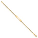 14k Polished Semi-Solid Chain/Solid Plate Cuban Link Soft Diamond Shape 19.5x5.5mm Plate 6 inch Baby/Child ID Bracelet - Image 2