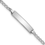 14k White Gold Polished Semi-Solid Chain/Solid Plate Cuban Link 20x4.5mm Plate 6 inch Baby/Child ID Bracelet