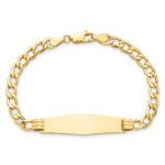 14k Polished Semi-Solid Chain/Solid Plate Cuban Link Soft Diamond Shape 34x10mm Plate 8 inch ID Bracelet - Image 4