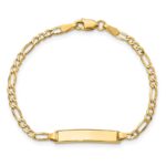 14k Polished Semi-Solid Chain/Solid Plate Figaro Link 23x4.5mm Plate 6 inch Baby/Child ID Bracelet - Image 4