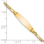 14k Polished Semi-Solid Chain/Solid Plate Figaro Link Soft Diamond Shape 19.5x5.5mm Plate 6 inch Baby/Child ID Bracelet - Image 3