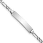 14k White Gold Polished Semi-Solid Chain/Solid Plate Figaro Link 19.5x4.5mm Plate 5.5 inch Baby/Child ID Bracelet