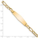 14k Polished Semi-Solid Chain/Solid Plate Figaro Link Soft Diamond Shape 34x10mm Plate 8 inch ID Bracelet - Image 3