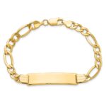14k Polished Semi-Solid Chain/Solid Plate Figaro Link 37.5x10mm Plate 8 inch ID Bracelet - Image 4