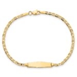 14k Polished Semi-Solid Chain/Solid Plate Anchor Link Soft Diamond Shape 19.5x5.5mm Plate 5.5 inch Baby/Child ID Bracelet - Image 3