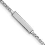 14k White Gold Polished Semi-Solid Chain/Solid Plate Anchor Link 20x4.5mm Plate 6 inch Baby/Child ID Bracelet
