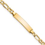 14k Polished Semi-Solid Chain/Solid Plate Figaro Link 20.3x4.4mm Plate 6 inch Baby/Child ID Bracelet