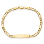 14k Polished Semi-Solid Chain/Solid Plate Figaro Link Soft Diamond Shape 19.5x5.5mm Plate 6 inch Baby/Child ID Bracelet - Image 4